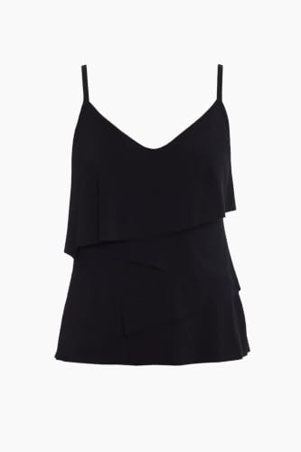 Women's Black Adjustable Tankini Top with Soft Cups - Chloe Style, Size 14