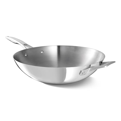 Calphalon Premier 13" Stainless Steel Wok with Turbo Heat Tech - Oven Safe, Induction Compatible