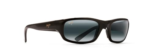 Polarized Wrap Sunglasses for Men and Women - Stingray Model, 56mm, Gloss Black/Neutral Grey