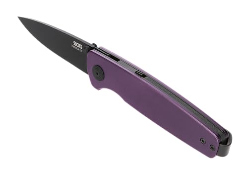 SOG Twitch III Folding Knife - Slim Lightweight Assisted Open with Purple & Black Handles