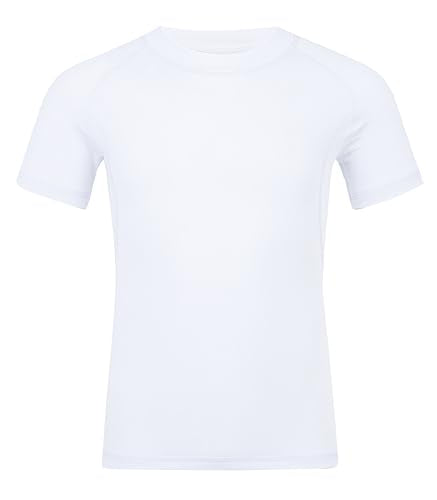 Youth Boys Compression Shirt Short Sleeve Athletic Base Layer - Medium White