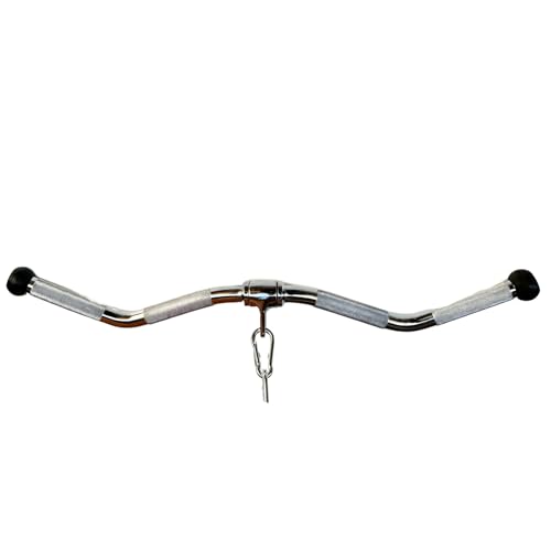 72cm Heavy Duty Stainless Steel Lat Pulldown Bar with Rubber Handles - Tricep & Bicep Attachment