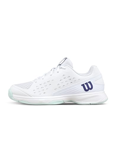 Kids Tennis Shoes - Lightweight Breathable Junior Athletic Sneakers White/Blue - Wilson Rush Pro Lite