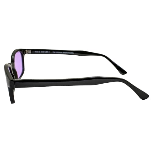 Biker Sunglasses with Purple Lenses and Black Frames - Larger Fit