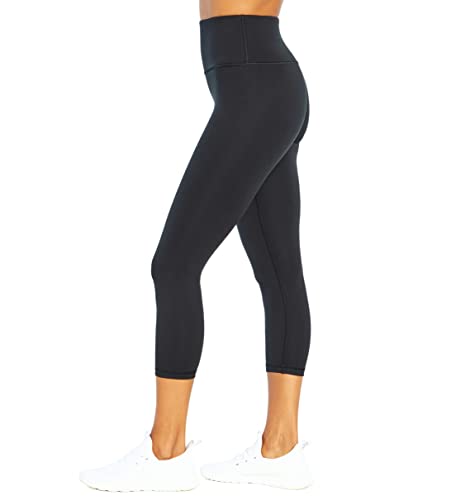Women's High Rise Capri Leggings - Black, X-Large, Tummy Control & Moisture Wicking