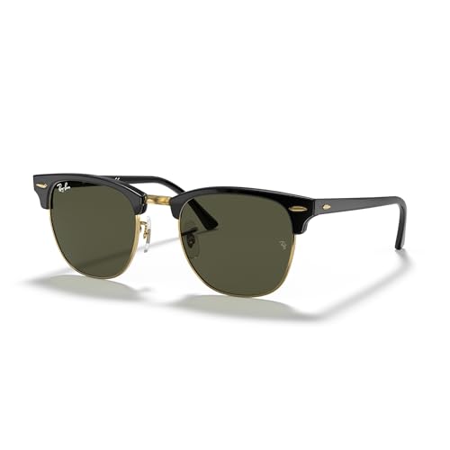 Unisex Ray-Ban RB3016 Clubmaster Classic Square Sunglasses - Black on Gold, 49mm