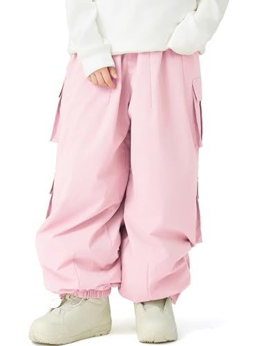 Unisex XL Pink Insulated Waterproof Cargo Snow Pants - Ski & Snowboard Gear