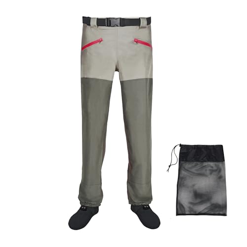 JUSTOOP Medium Waist Wader Pants for Men & Women - Breathable Waterproof Fishing Gear
