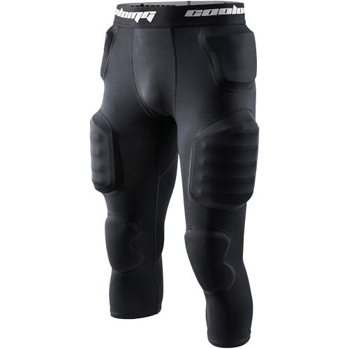 COOLOMG Youth Football Girdle with 7 Impact Pads, Black Large