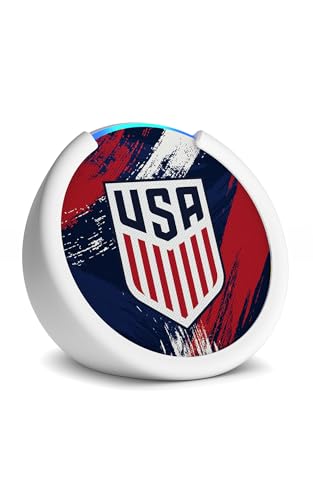 U.S. Soccer Echo Pop Smart Speaker with Limited-Edition Faceplate & Silicone Sleeve - White Variation