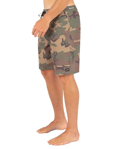 Hurley Men's Phantom 4-Way Stretch Boardshorts 9" Inseam, 20" Outseam, Quick Dry, Olive Camo Cargo - 36