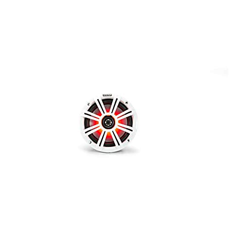 KICKER KM65 6.5-Inch Marine Coaxial Speakers with LED, 4 Ohm, Charcoal & White Grilles