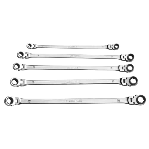 Mountain RM6 8-18mm 5-Piece Metric Double Box Universal Spline Reversible Wrench Set - Extra Long, 90 Tooth, 4° Swing Arc