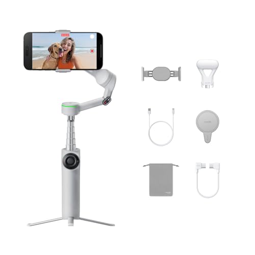 Insta360 Flow 2 Pro Creator Bundle Grey - Foldable AI Phone Gimbal with Tripod, MagSafe, 360° Tracking & Tilt Mode