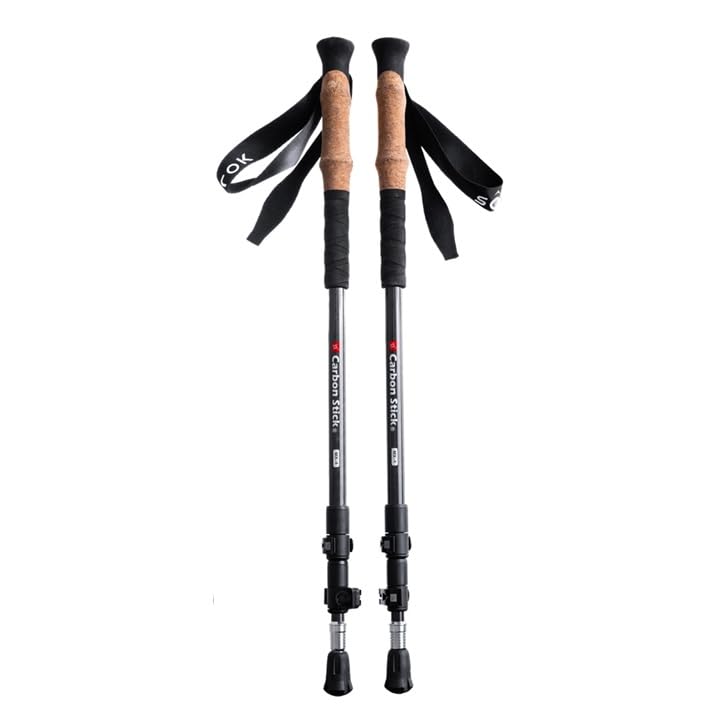Lightweight Carbon Fiber Trekking Poles with Cork Handle - Adjustable Hiking Poles