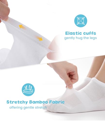 Kids Ankle Socks 8 Pairs Breathable Low Cut Athletic Mesh Socks for Boys Girls 8-12Y