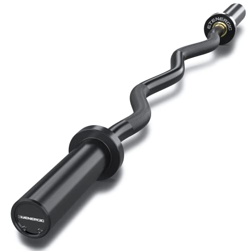 E.T.ENERGIC 47-Inch Solid Steel Olympic Curl Barbell - Black, 700LB Capacity