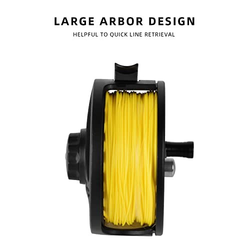 Fly Fishing Reel Combo with Fluorescent Yellow Line Large Arbor 3/4wt 5/6wt 7/8wt