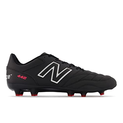 Men's New Balance 442 V2 Team FG Soccer Shoes - Black White Red, Size 10.5