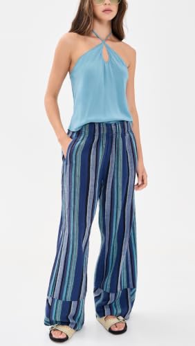 X-Small Women's Days End Linen Striped Pull-On Pants - Navy Combo