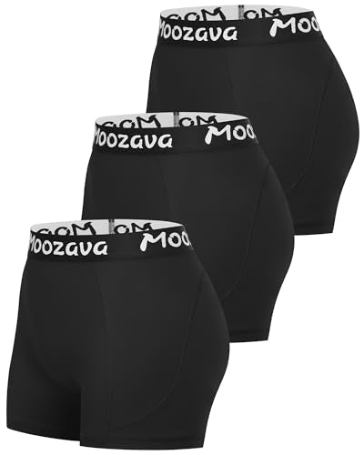 Moozava Women's 3-Inch Spandex Volleyball Shorts 3 Pack - Medium No Pockets Black