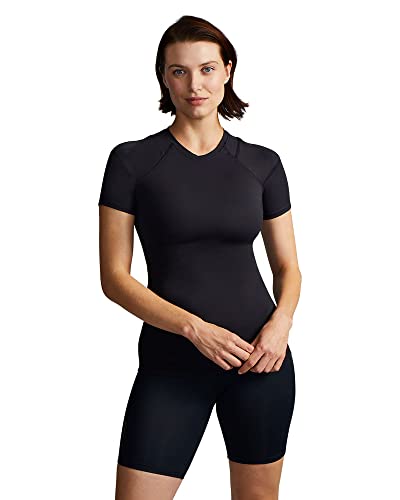 Tommie Copper Women's Shoulder Support Shirt Medium Black Posture Corrector with UPF 50