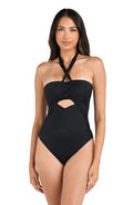 La Blanca Women's Island Goddess Halter One-Piece Swimsuit Black 8