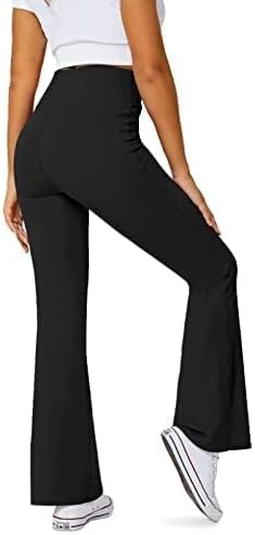 DLOODA Women's Flare Leggings - High Waisted Bootcut Yoga Pants with Pockets | Tummy Control, Bell Bottom