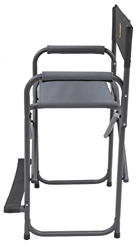 Outdoor Folding Director's Chair - Extra Tall with Flip-Down Footrest, Charcoal Variation