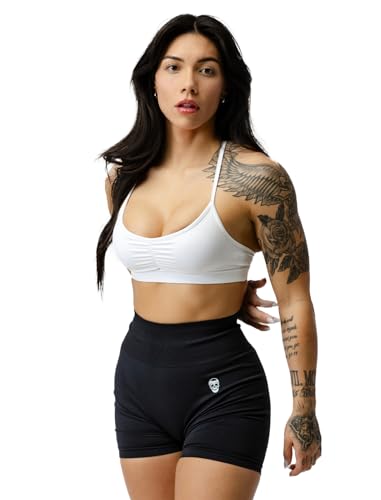 Women's High Waist Seamless Workout Shorts - Medium Black, Gymreapers Infinity Biker Shorts for Yoga & Running