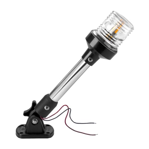 Boat Stern Light 9 Inch White LED Anchor Light for Marine Safety - Bimini Top Lights