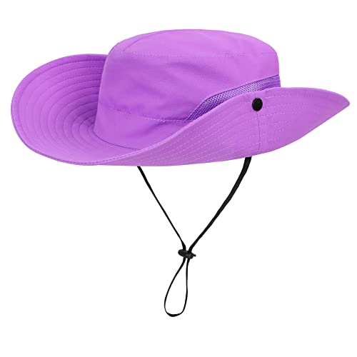 Kids Sun Hat Ponytail Girl UPF 50 Bucket Cap Summer Beach Fishing 2pcs Purple Watermelon Red 8-12T