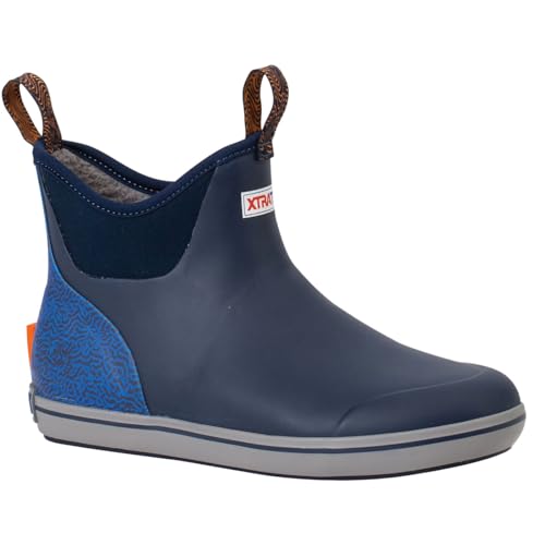 XTRATUF Men's Trolling Pack Fleece-Lined Ankle Deck Boots - Blue Variation 13