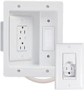 In-Wall TV Power Kit with Recessed Outlet 6FT Cable Management White