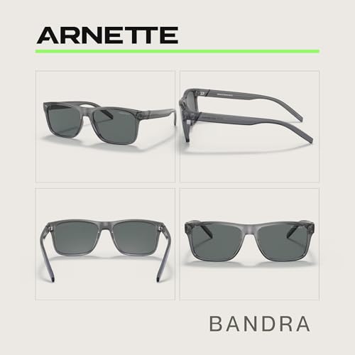 ARNETTE Bandra AN4298 Square Sunglasses for Men, Transparent Gray, Polarized, 55mm
