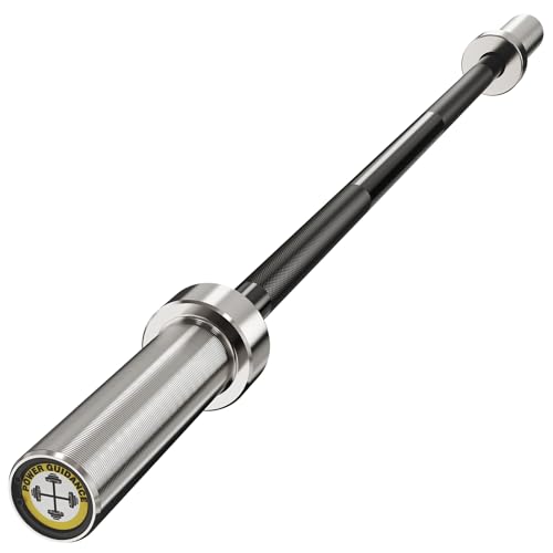 Silver Sleeve Black 47-Inch Olympic Barbell - Power Guidance 4ft/5ft/6ft Heavy Duty Weight Lifting Bar for Strength Training