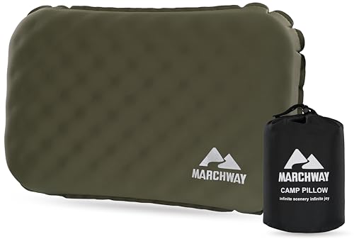 Lightweight Inflatable Camping Pillow with Soft Foam Top - Green