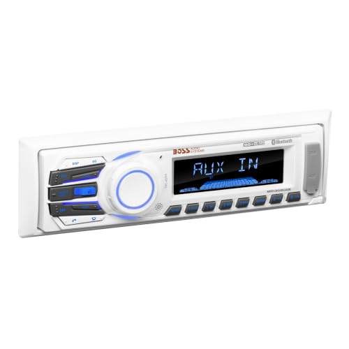 White Marine Receiver Mechless Bluetooth USB MP3 Aux-In - Weatherproof
