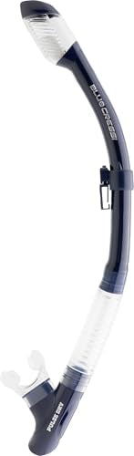 Cressi Adult 4-Lens Snorkel & Mask Set - Quattro + Pulse, Dry-Top, Clear/Blue Navy