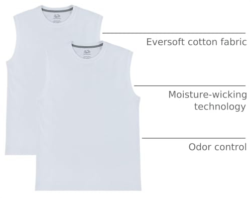 Men's Sleeveless Cotton T-Shirt - Breathable Moisture-Wicking & Odor Control, Small, White