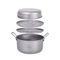 Boundless Voyage 1900ML Titanium Camping Steamer Pot with Frying Pan & Vented Lid