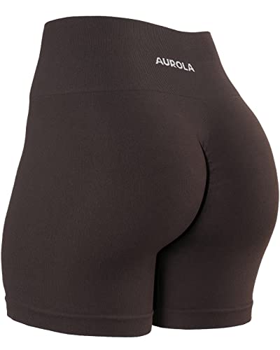 AUROLA Power Workout Shorts for Women - Medium Pack Black/Navy/Chocolate - Tummy Control, Squat Proof, Seamless Active Shorts
