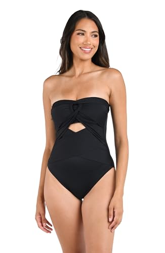 La Blanca Women's Island Goddess Halter One-Piece Swimsuit Black 8