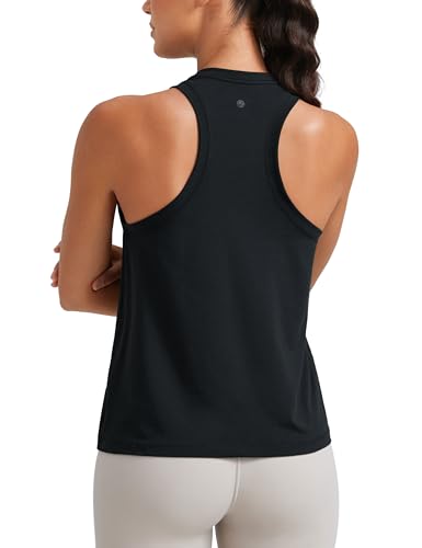 Medium Black Pima Cotton Crewneck Tank Top for Workout & Casual Wear