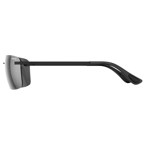 BEX Legolas OTG Rimless Polarized Sunglasses - UV Protection, Lightweight Sport Eyewear, Black/Gray/Silver
