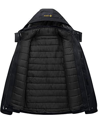 GEMYSE Men's 3-in-1 Winter Ski Snow Jacket with Puffer Liner - Large Black