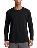 Men's Medium Black Quick Dry Long Sleeve Workout Shirt - Breathable Active Top