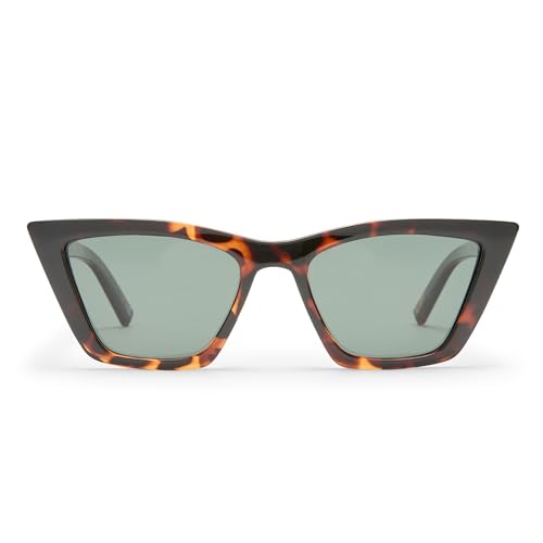 Le Specs Velodrome Cat Eye Sunglasses Women Dark Tort Frame Khaki Lenses