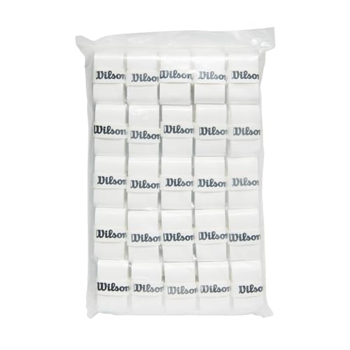 Wilson Pro Padel Overgrip 50 Pack - White, Thin Stretch Felt for Rackets