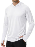 Men's UPF 50+ Sun Protection Hoodie Shirt Long Sleeve Rash Guard - Medium White